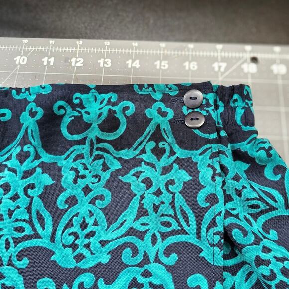 Vintage Sag Harbor Wrap Skirt Womens Size 16P Blue Abstract 90s Midi Preppy Boho - Picture 7 of 9